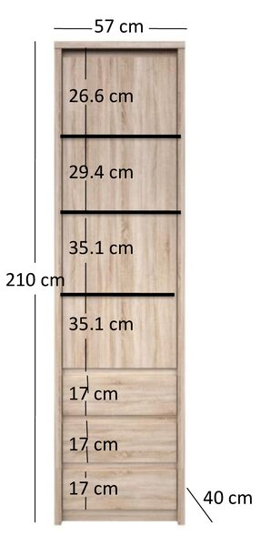 Zondo.hr Regal Noella 1D3S (hrast sonoma). Akcija -22%. 1053124