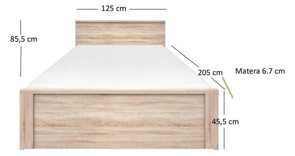 Bračni krevet 120 cm Noella (hrast sonoma) (bez podnice i madraca)