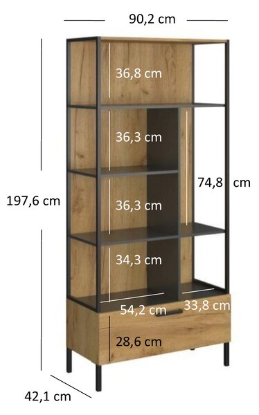 Zondo.hr Regal Shanna (hrast craft zlatni + antracit). Akcija -21%. 1053228