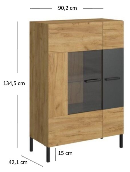 Zondo.hr Vitrina Shanna (hrast craft zlatni + antracit). Akcija -22%. 1053227