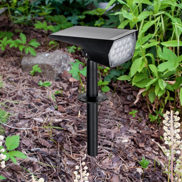 PRIOS Prios LED solarni reflektor Helier, 49 cm, crni, prizemni šiljak, Crno, Plastika