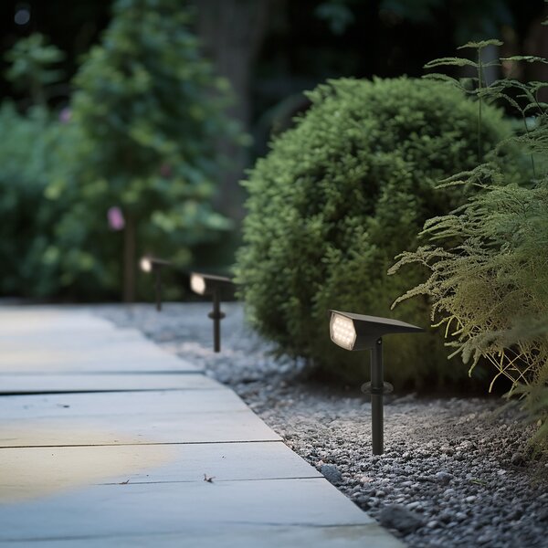 PRIOS Prios LED solarni reflektor Helier, 49 cm, crni, prizemni šiljak, Crno, Plastika