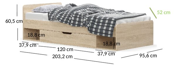 Zondo.hr Jednostruki krevet 90 cm Terrell (hrast sonoma) (bez madraca i podnice). Akcija -20%. 1053299