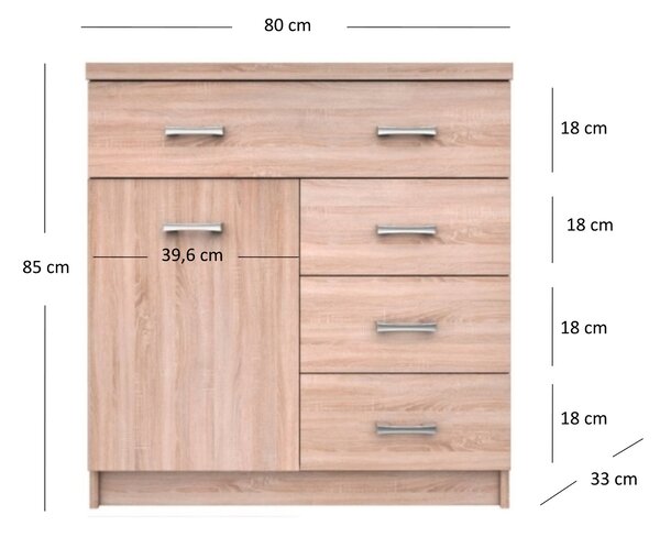 Komoda Tianna (hrast sonoma)