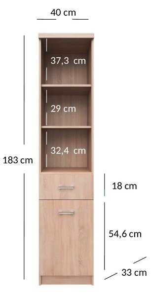 Zondo.hr Regal Tianna (hrast sonoma). Akcija -20%. 1053326