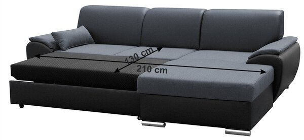 Zondo.hr Kutna garnitura Excelsa 2 (D) (crna eko koža + tamnosiva tkanina). 1028744