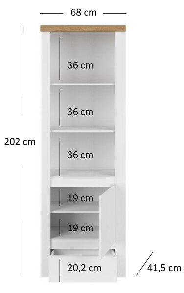 Zondo.hr Regal Vina (bijela sjajna + hrast wotan). Akcija -23%. 1053356