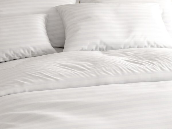 Hotelska posteljina od mikrovlakana JASMINE bijela - pruge 2 cm, hotelski džep Dimenzije posteljine: 70 x 90 cm | 140 x 220 cm
