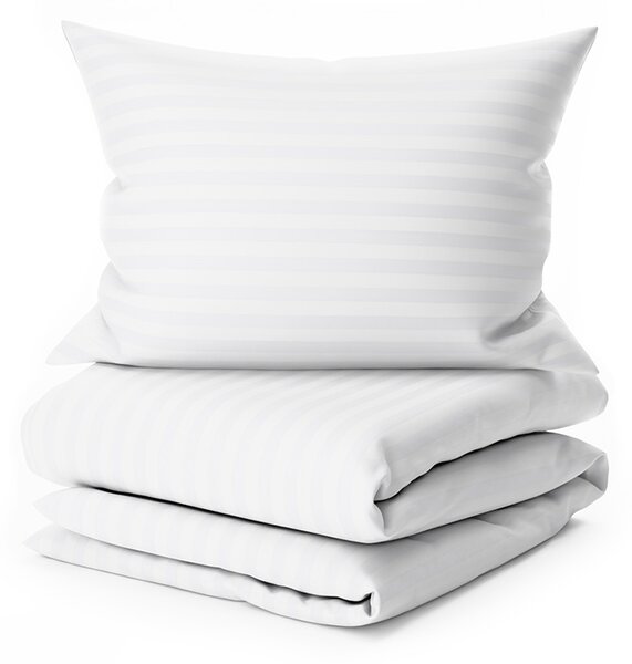 Hotelska posteljina od mikrovlakana JASMINE bijela - pruge 2 cm, hotelski džep Dimenzije posteljine: 70 x 90 cm | 140 x 220 cm