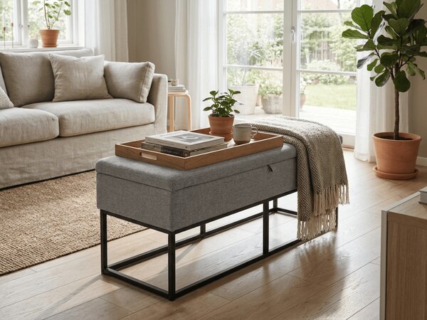 Klupa s prostorom za pohranu TAURO 112x48 cm, siva