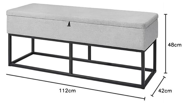 Klupa s prostorom za pohranu TAURO 112x48 cm, siva