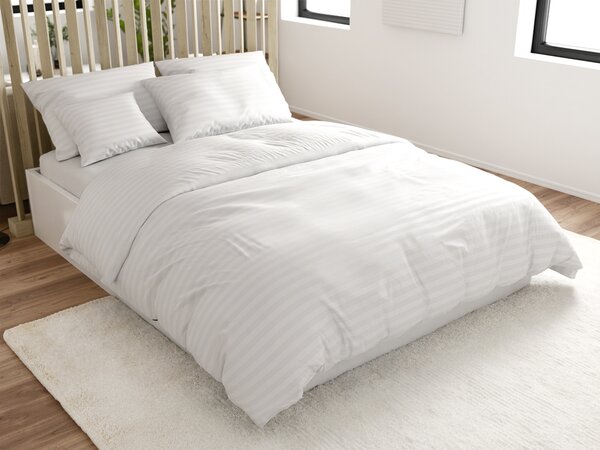 Hotelska posteljina od mikrovlakana JASMINE bijela - pruge 2 cm, hotelski džep Dimenzije posteljine: 70 x 90 cm | 140 x 220 cm