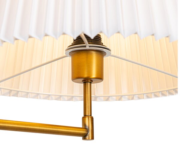 Podna lampa brončana s bijelom nabranom sjenilom i podesivim krakom - Ladas Deluxe
