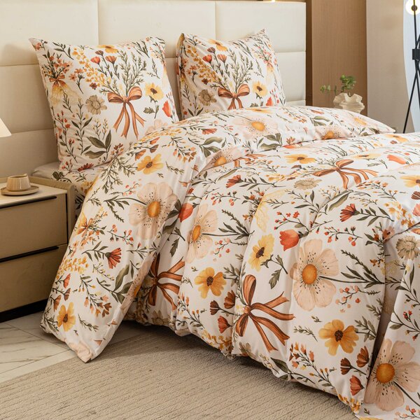 Posteljina od mikrovlakana FLORAL RIBBON krem Dimenzije posteljine: 70 x 90 cm | 140 x 220 cm