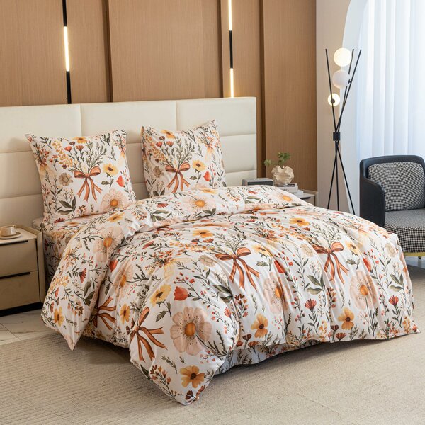 Posteljina od mikrovlakana FLORAL RIBBON krem Dimenzije posteljine: 70 x 90 cm | 140 x 220 cm