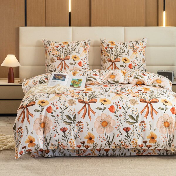 Posteljina od mikrovlakana FLORAL RIBBON krem Dimenzije posteljine: 70 x 90 cm | 140 x 220 cm