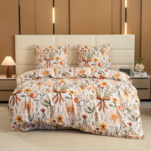 Posteljina od mikrovlakana FLORAL RIBBON krem Dimenzije posteljine: 70 x 90 cm | 140 x 220 cm