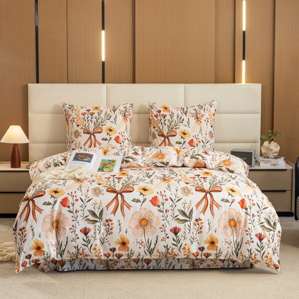 Posteljina od mikrovlakana FLORAL RIBBON krem Dimenzije posteljine: 70 x 90 cm | 140 x 220 cm