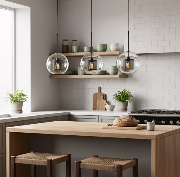 Staklena viseća svjetiljka crna Loft APP557-1CP 20cm