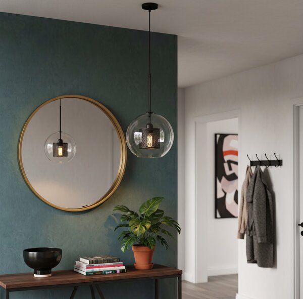 Staklena viseća svjetiljka crna Loft APP557-1CP 20cm