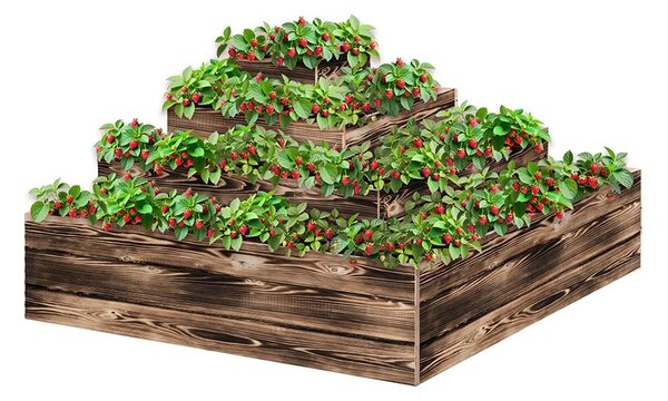ATMOWOOD Kutna 4-katna drvena gredica za cvijećet 120 x 120 x 60 cm - pougljena