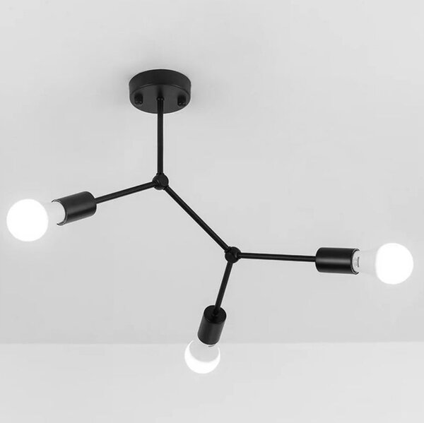 CLASSIC BLACK STROPNA SVJETILKA METAL LOFT APP736-3C crna