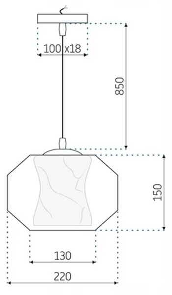 VISEĆA STROPNA SVJETILKA WHITE MARBLE APP908-1CP