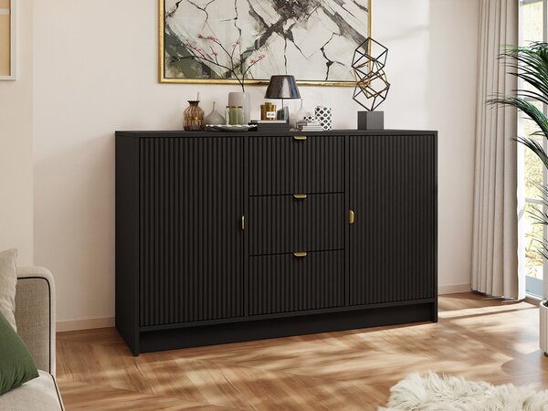 Komoda Rozoma 2D3SZ (crna + zlatna)