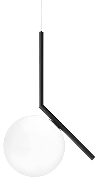 Stropna viseća svjetiljka Staklena kugla bijelo G107-1W BLACK WHITE