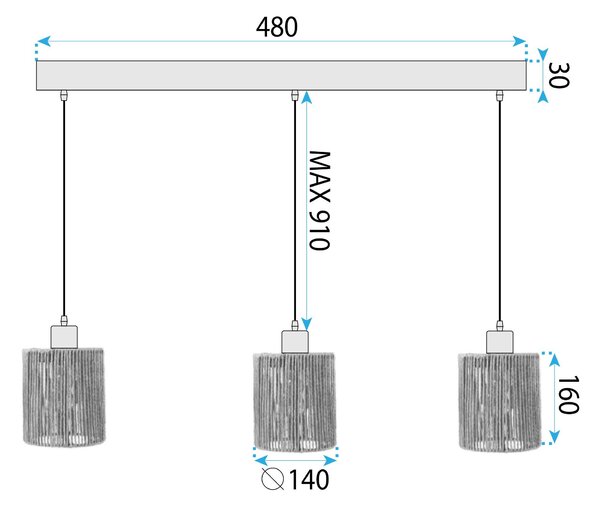 Lampa Viseća APP1821-3CP NATURE BLACK