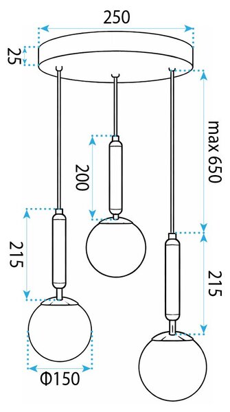 VISEĆA STROPNA LAMPA G179-3CP GOLD