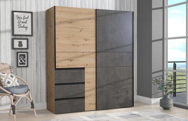 Garderobni ormar WINN 2 W2QS823E71 (hrast/tamno siva)