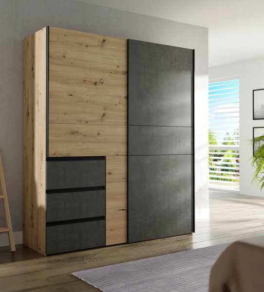 Garderobni ormar WINN 2 W2QS823E71 (hrast/tamno siva)