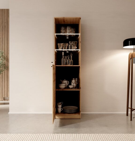 Elegantna vitrina Evi II s LED rasvjetom - HRAST ARTISAN-HRAST
