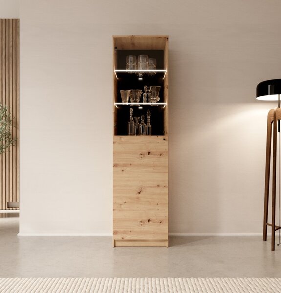 Elegantna vitrina Evi II s LED rasvjetom - HRAST ARTISAN-HRAST