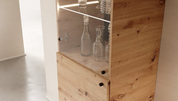 Elegantna vitrina Evi II s LED rasvjetom - HRAST ARTISAN-HRAST