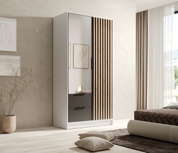 Garderobni ormar Neri 102 cm - BIJELA-CRNA