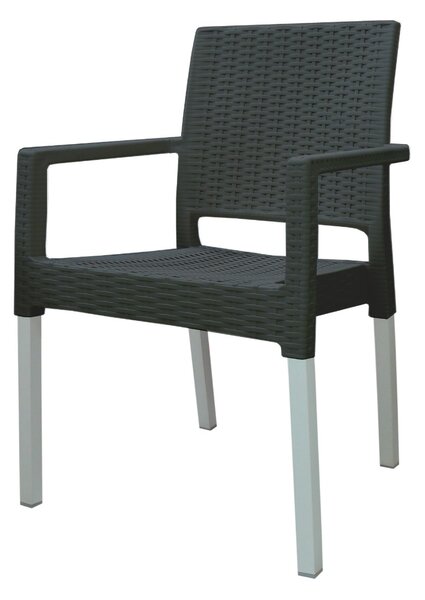 Plastična stolica Mega plast ratan Lux antracit