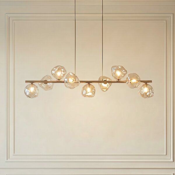 TK Lighting Lava viseća lampa, bež, 9 žarulja, staklo, duljina 116 cm, G9, prigušiva, Bež, Dnevni boravak/blagovaonica, Staklo