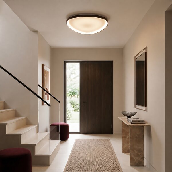 Lucande Asken LED stropna svjetiljka, 61 cm, smeđa, CCT, prigušiva, prigušiva, Smeđa / hrđa, Područje hodnika, Aluminij