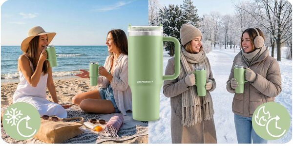 Berdsen termos šalica sa slamkama 1180 ml zelena