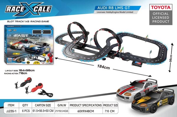 Trkaća staza na daljinsko upravljanje Toyota 1:43, 184 x 98 cm