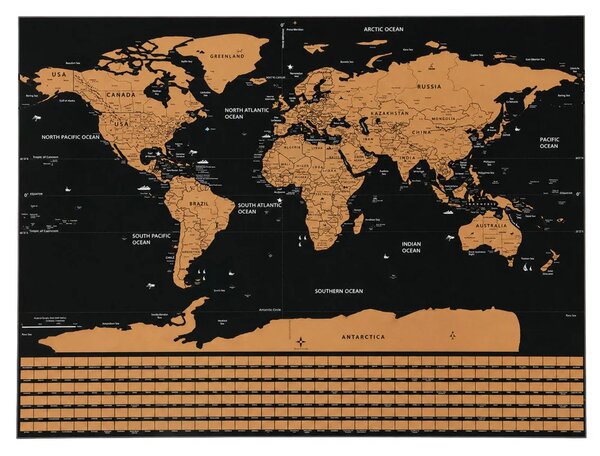 Poster karta svijeta za grebanje 82 × 59 cm