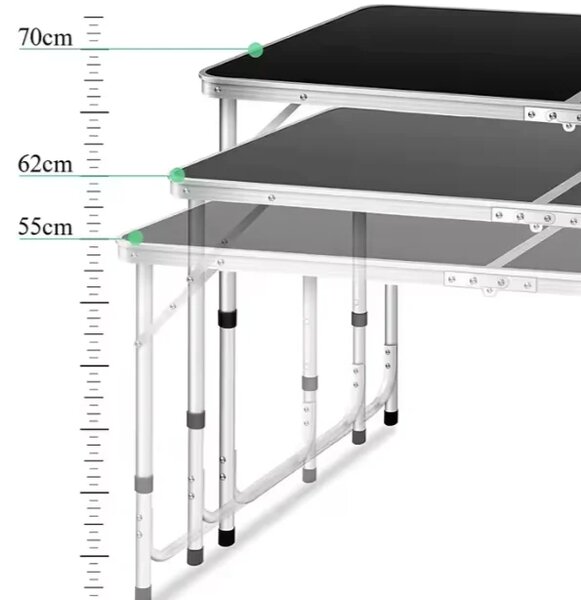 Sklopivi kamperski stol aluminijski crni 120 × 60 cm