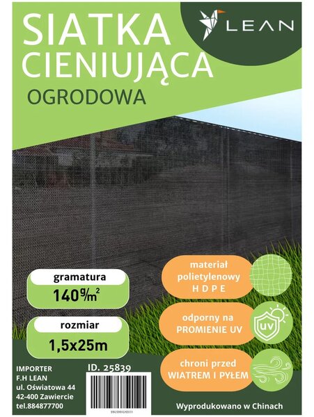 Mreža za sjenu siva 1,5 × 25 m 140 g/m²