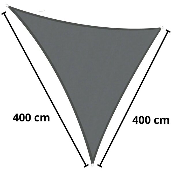 Trokutasto vrtno sunčano jedro sivo 400 × 400 cm