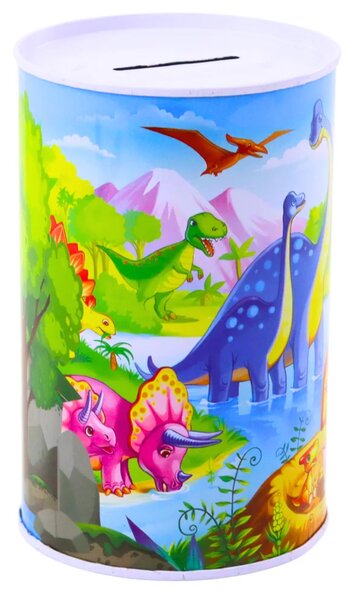Metalna kasica dinosauri šarena 13 × 8 cm
