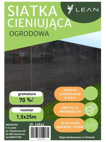 Mreža za sjenu crna 1,5 × 25 m 70 g/m²