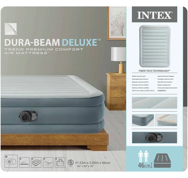 Madrac na napuhavanje 203 × 152 × 46 cm s ugrađenom električnom pumpom Intex 64824ND