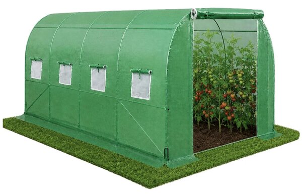 Vrtni staklenik od folije za povrće s prozorima, zeleni UV, 4,5x2x2 M, 9M²